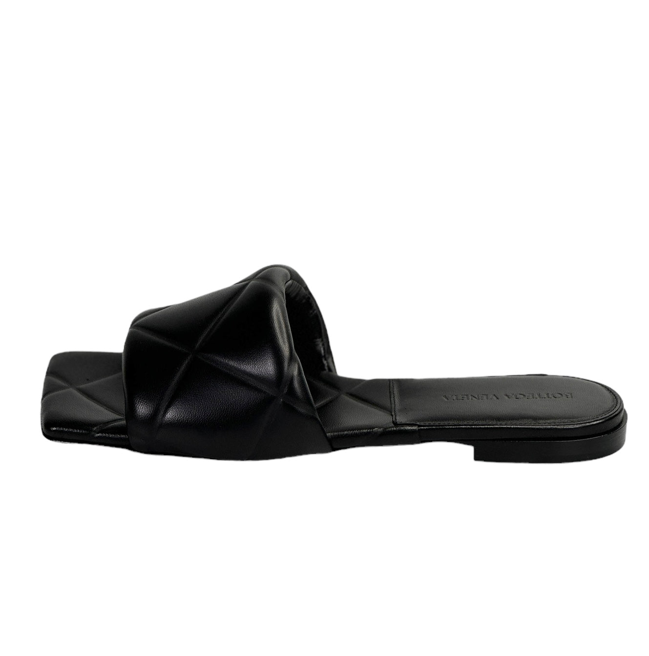 BOTTEGA VENETA Nappa Quilted leather Rubber Lido Flat Sandals / Black