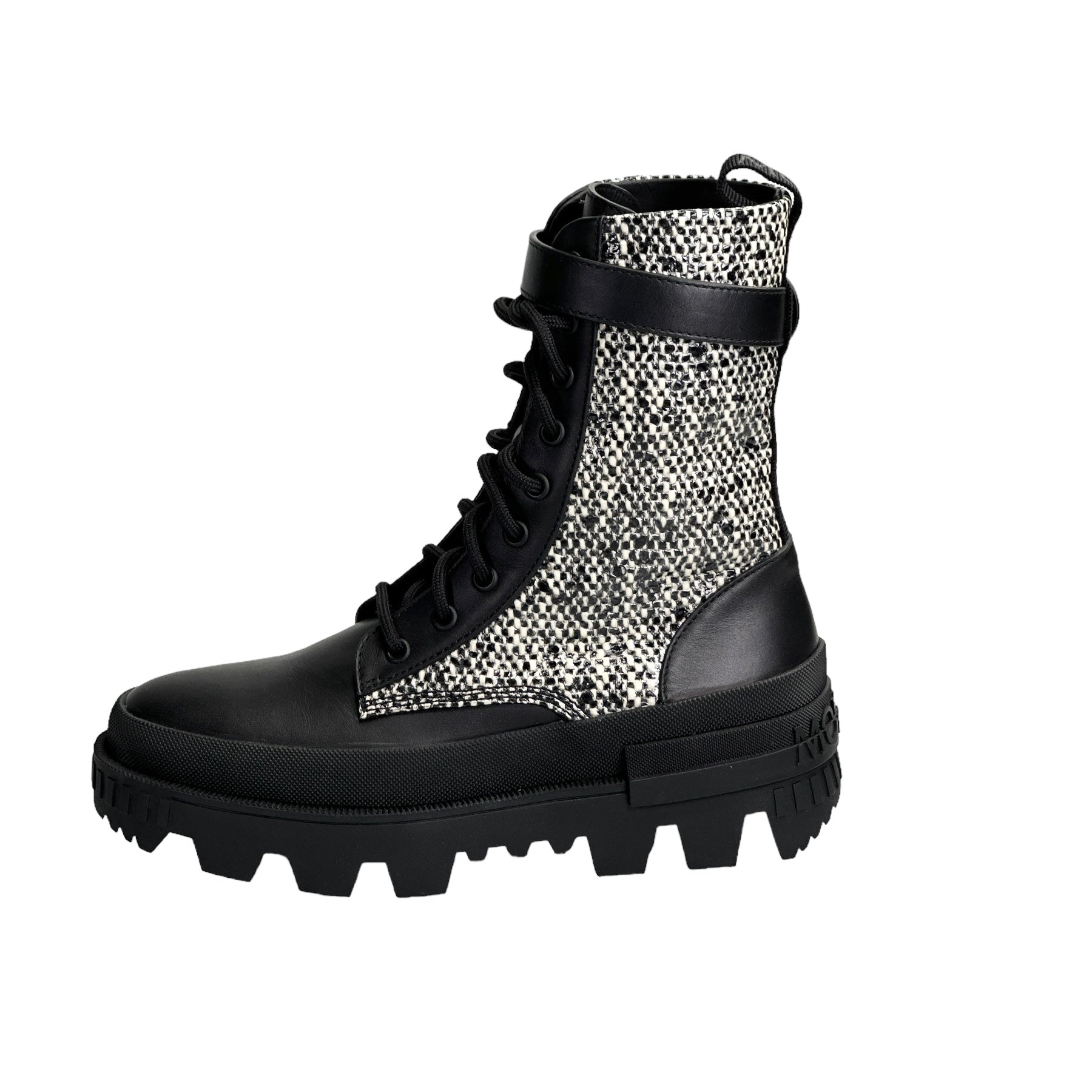 Moncler CARINNE tweed-panelled mid-calf boots