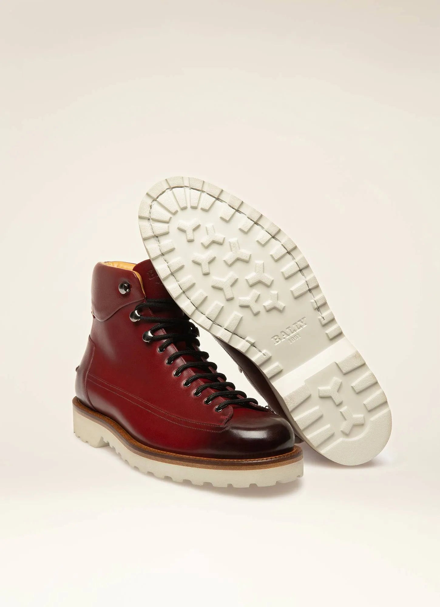 BALLY NOTTINGHAM Leather Boots In Heritage Red