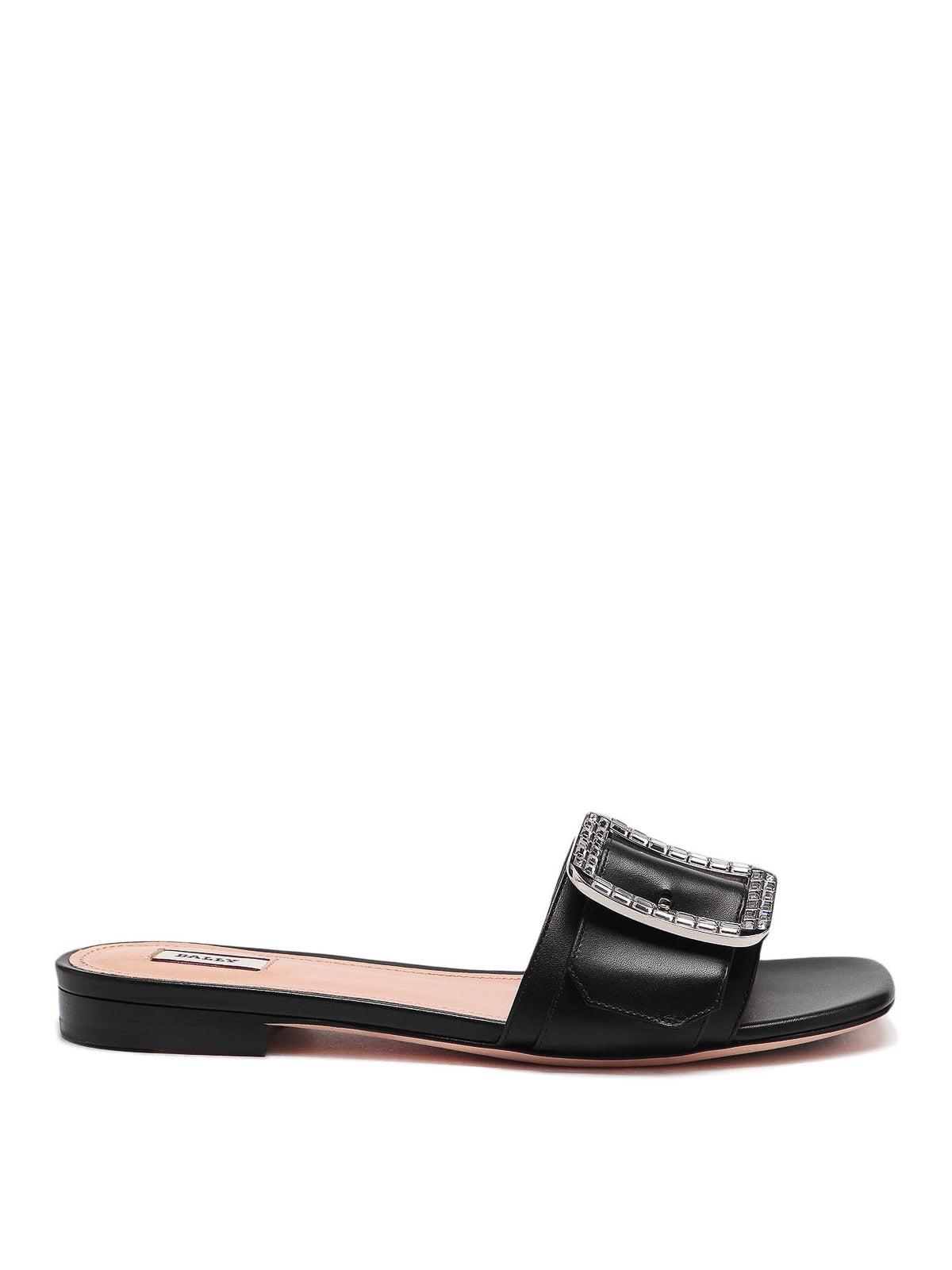 Bally Janna leather slide sandals- Black Lamb Plain