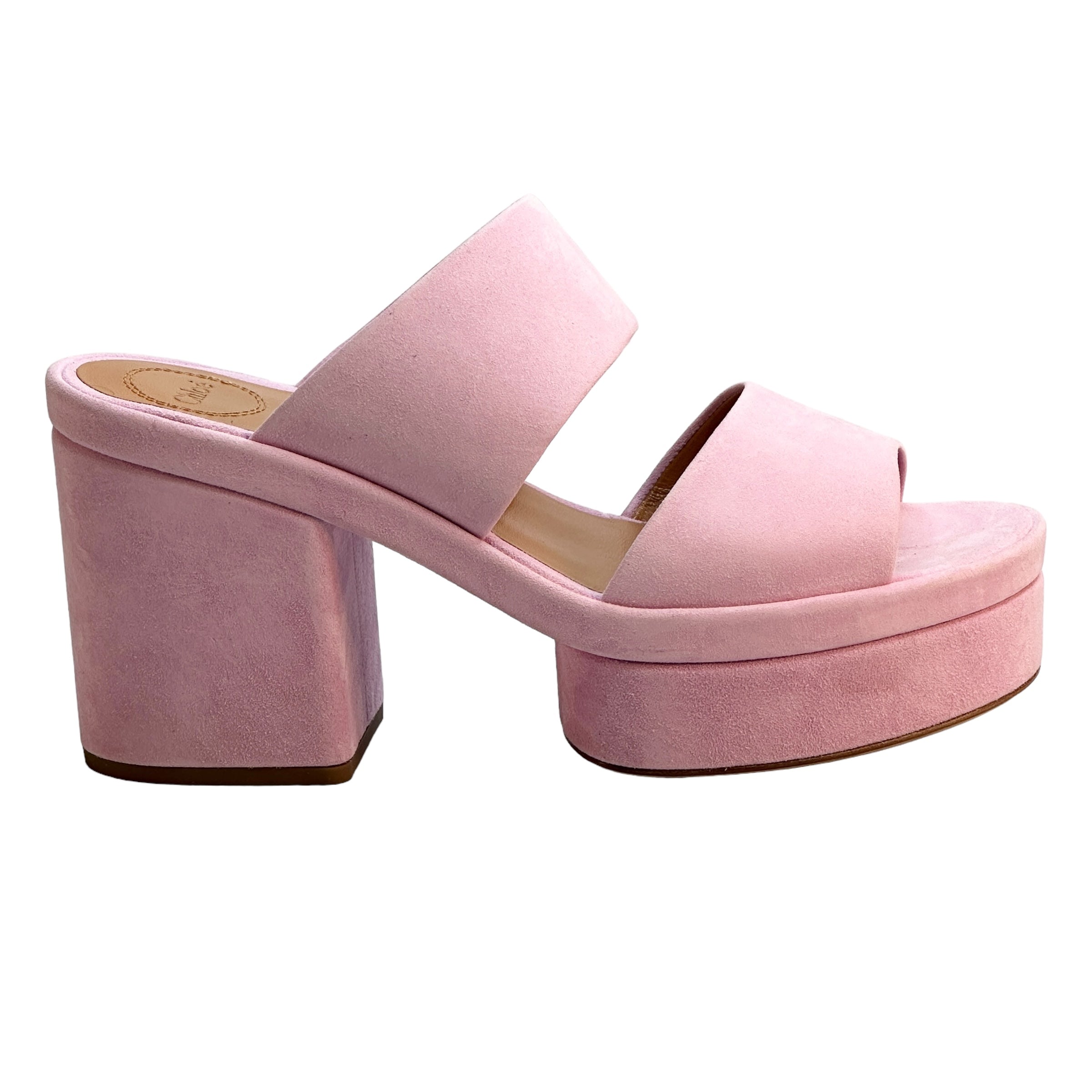 CHLOE Odina 95mm Suede Sandals / Pink