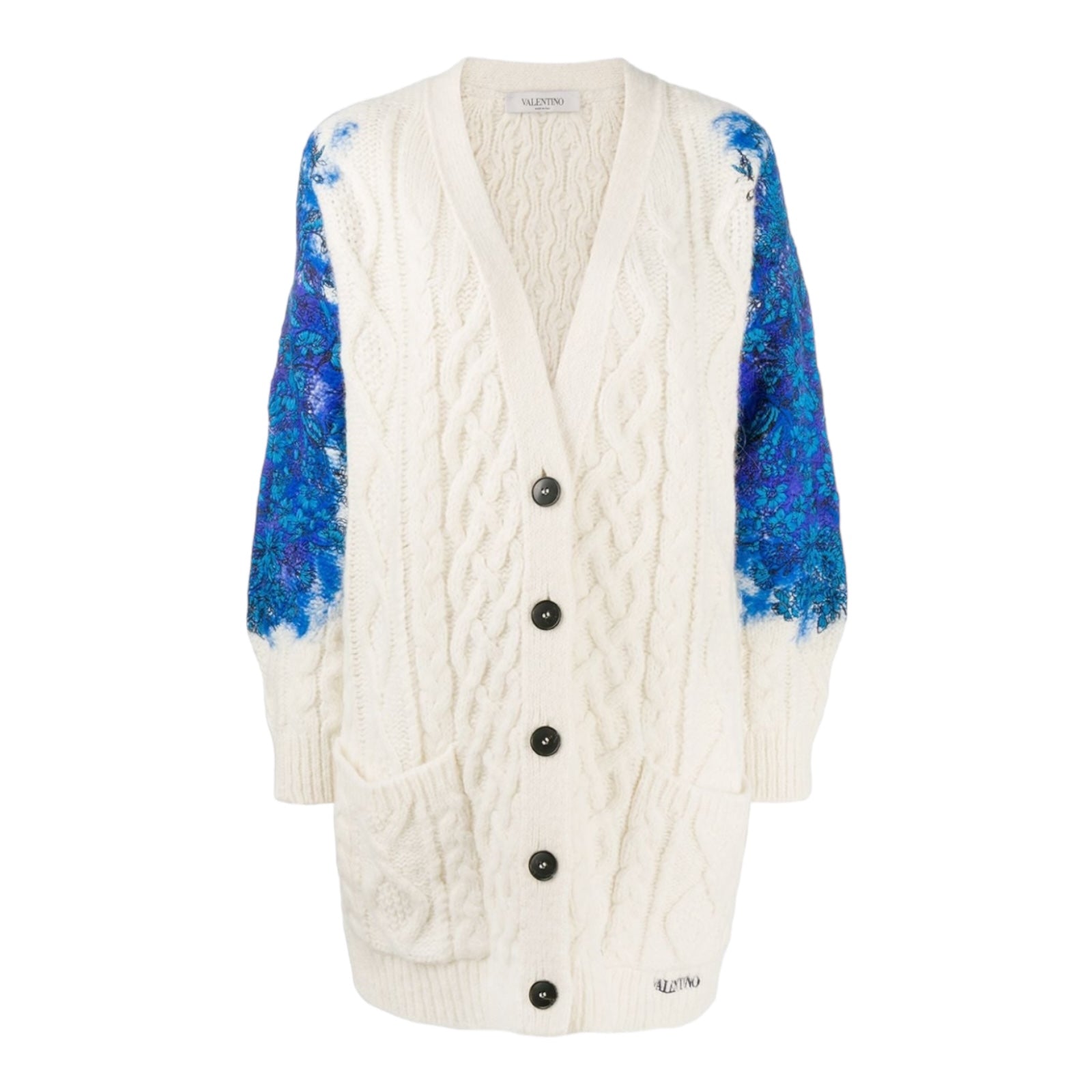 Valentino Floral Print Embroidered Long Cardigan