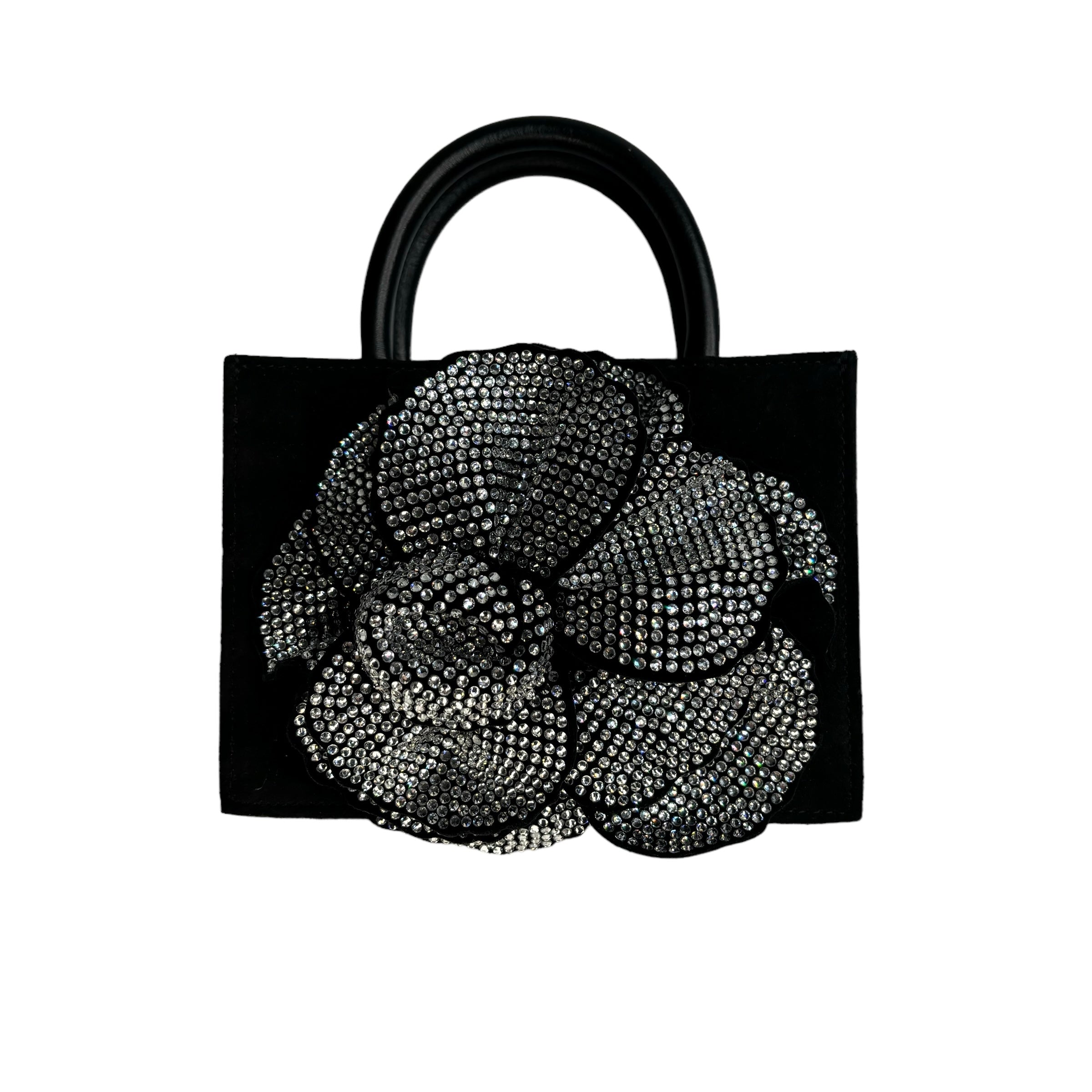 MACH & MACH  Crystal Flower Mini Bag - Black