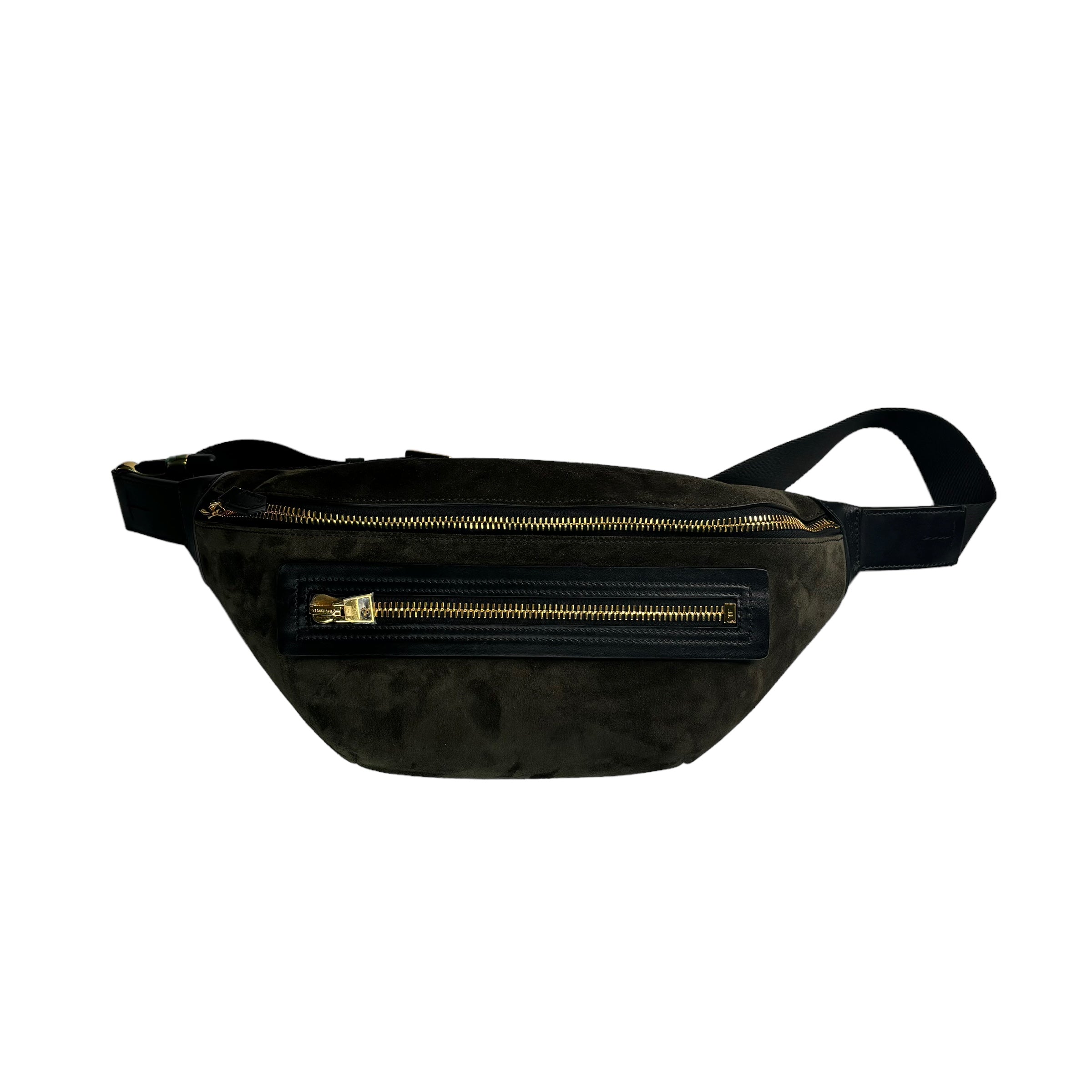 TOMFORD Suede Leather Buckle Belt Bag / Green