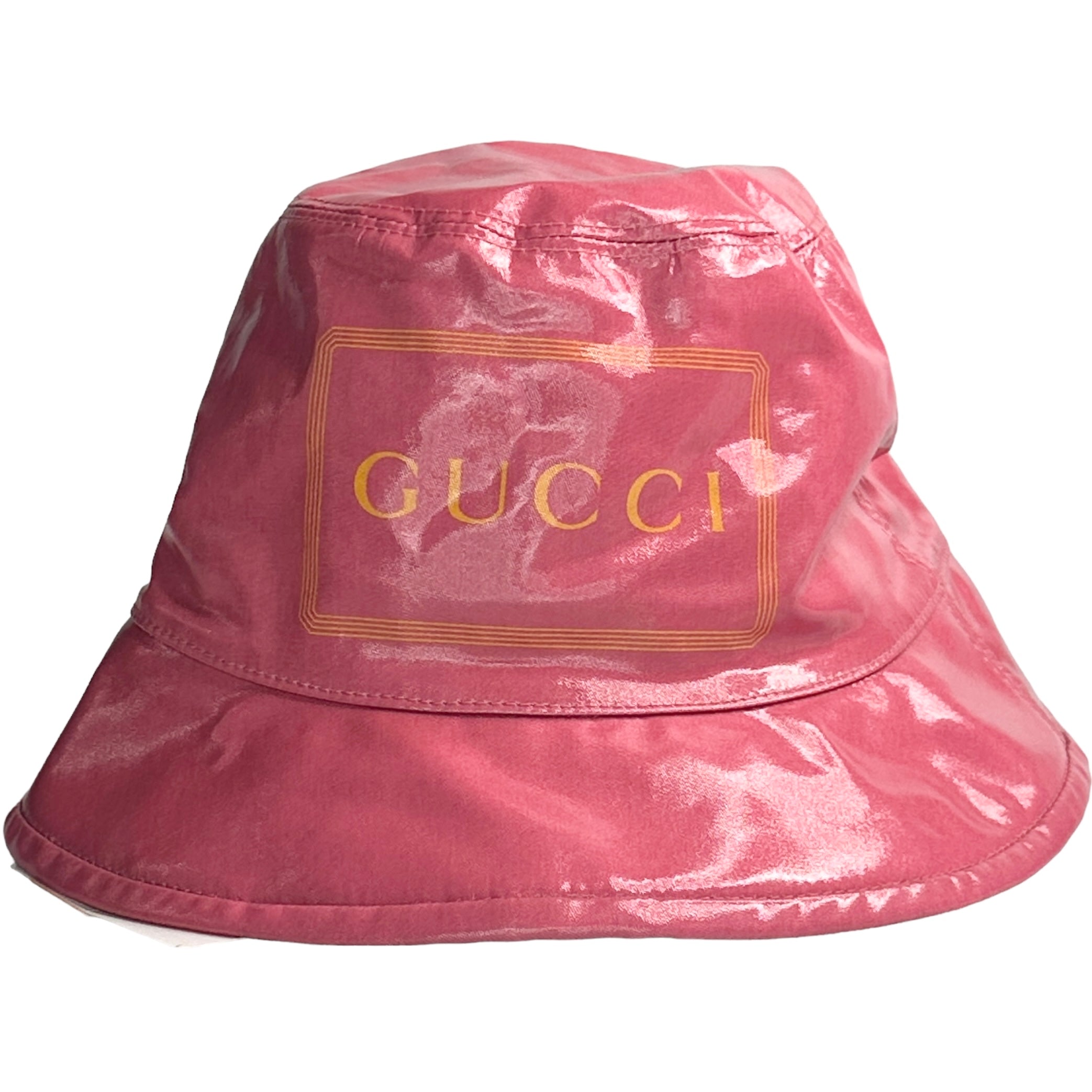 GUCCI Pink Logo Print Bucket Hat