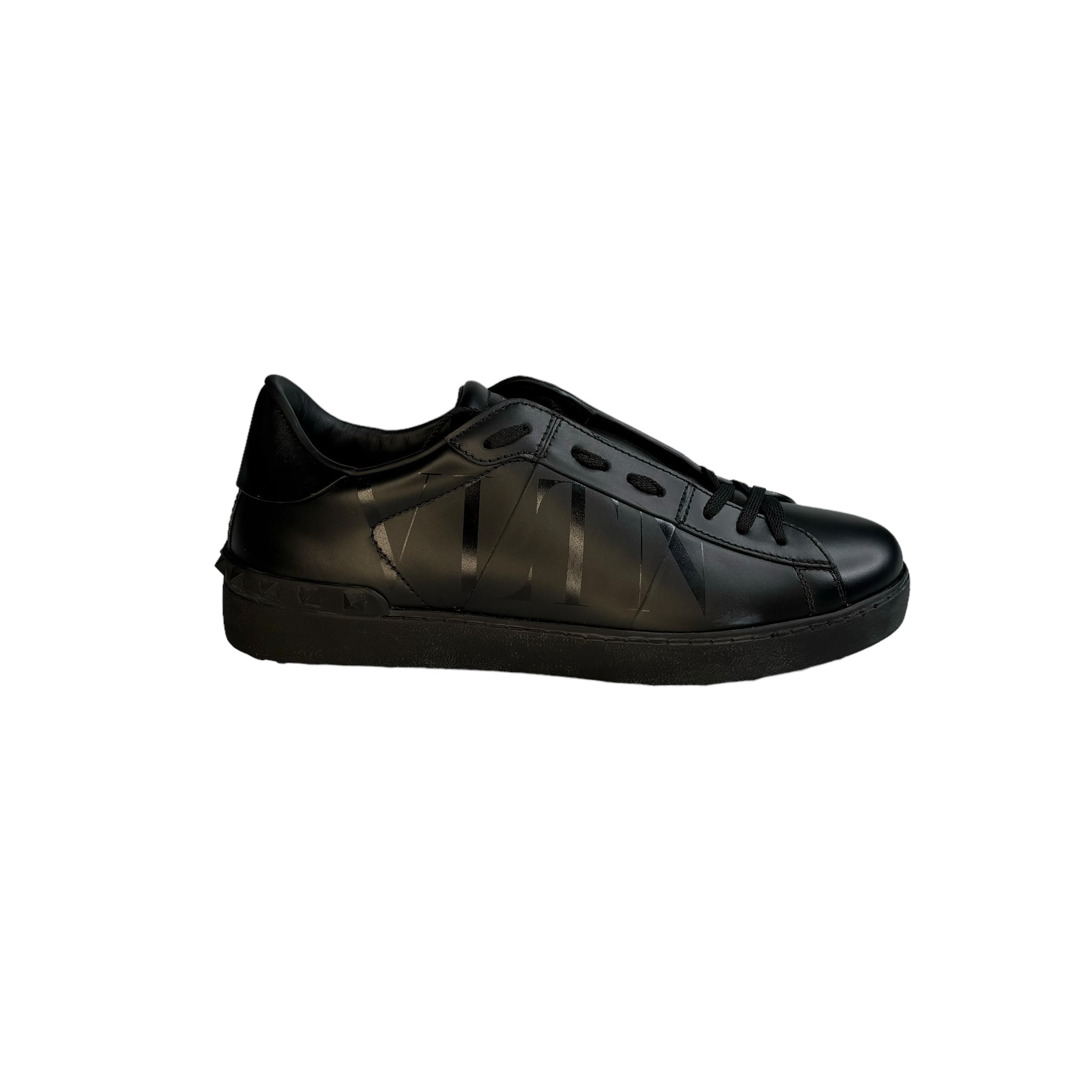 VALENTINO GARAVANI VLTN LOGO LowTop Leather Sneaker Black&Black