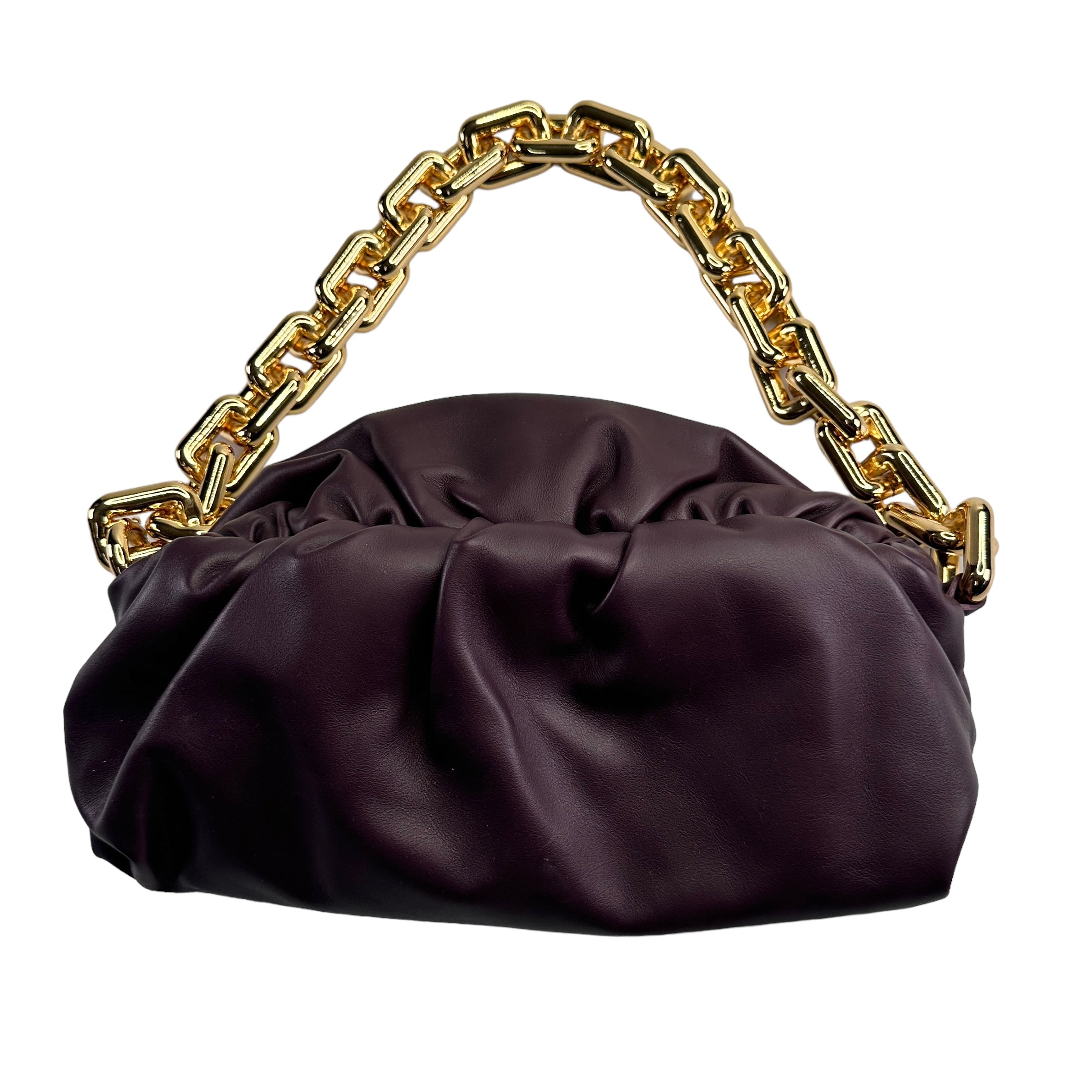 BOTTEGA VENETA  Leather Chain Pouch Shoulder Bag / Brown