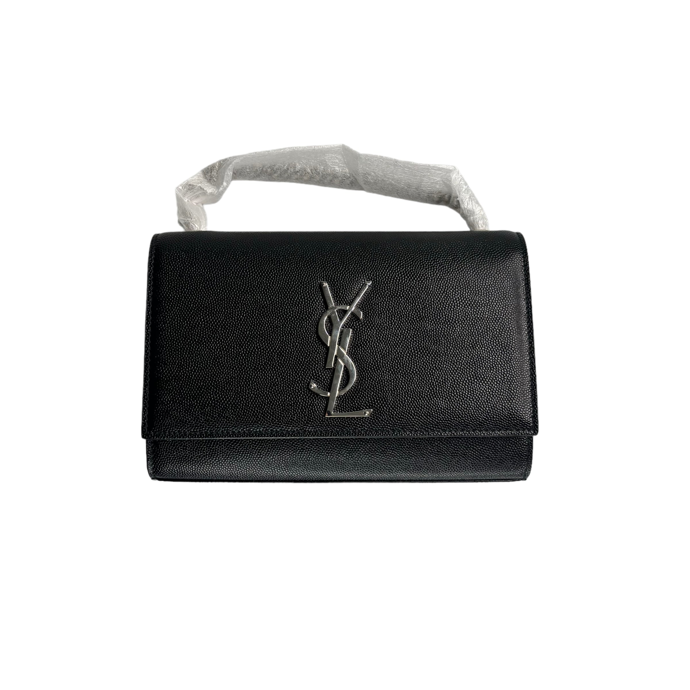 Saint Laurent Kate YSL-logo leather cross-body bag / Black/Silver