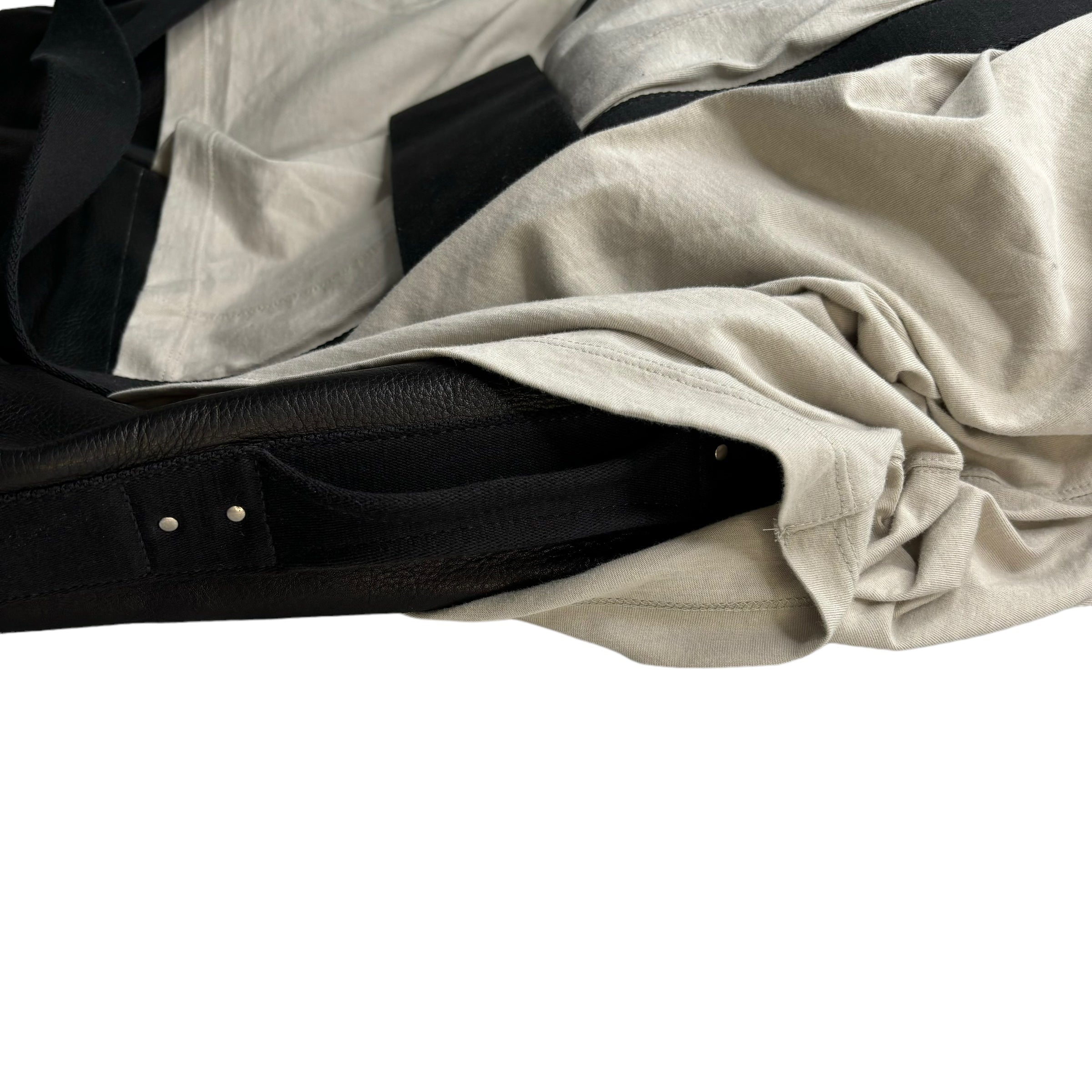 RICK OWENS Black & Neutral Leather, textile Tote Bag