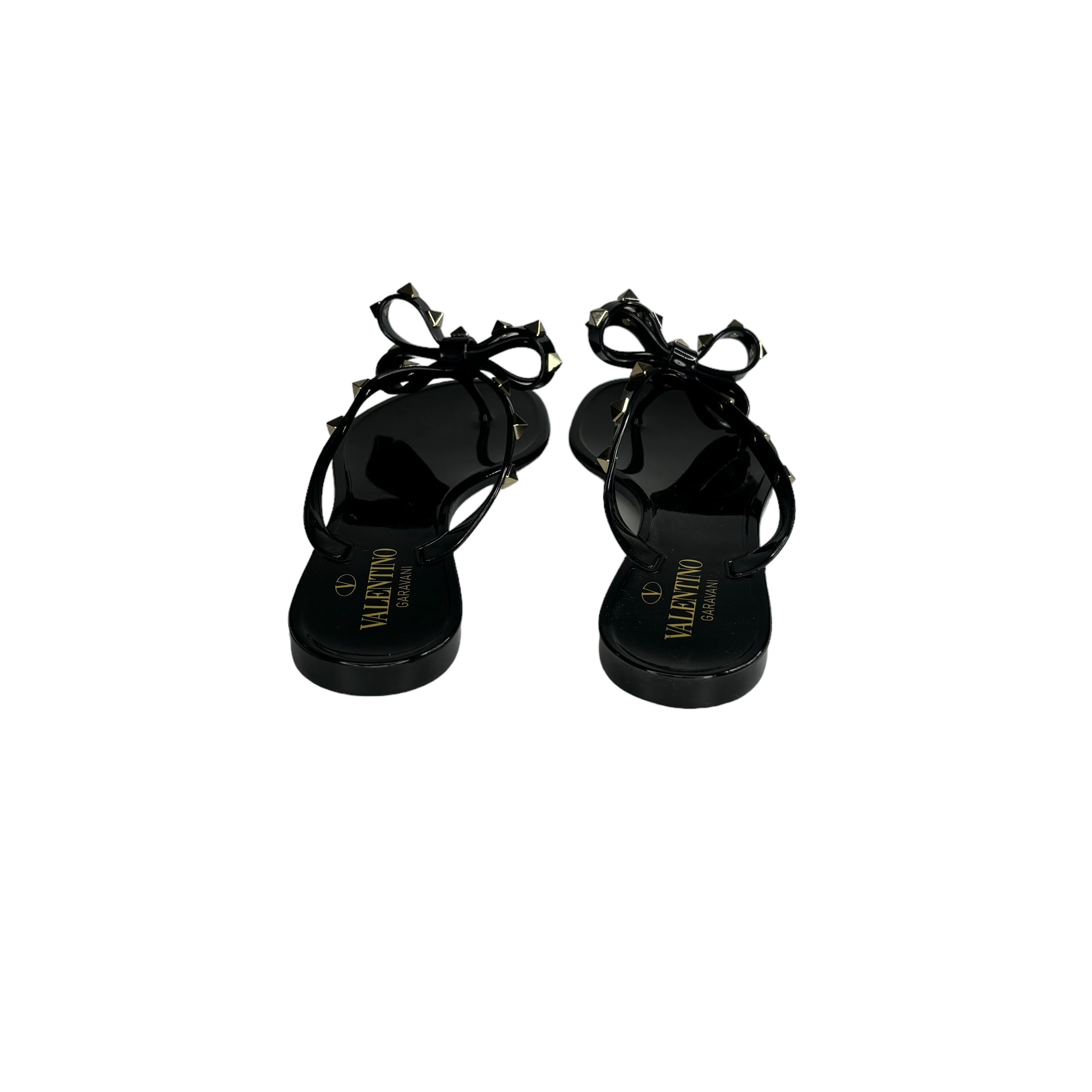 VALENTINO GARAVANI Rock Stud Bow Sandals / Black