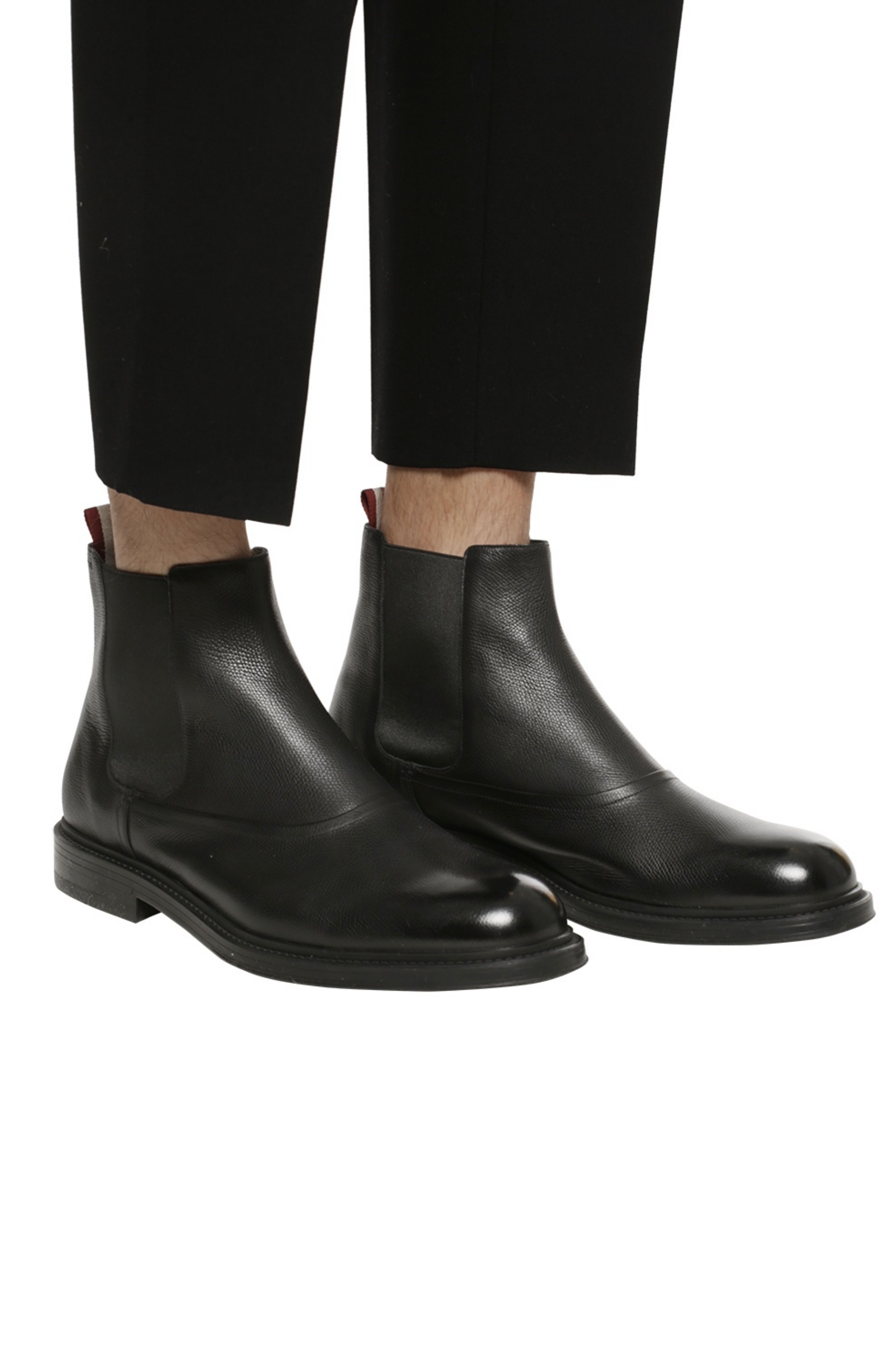 BALLY NIKORA CALF GRAINED BLACK LEATHER ANKLE BOOTS