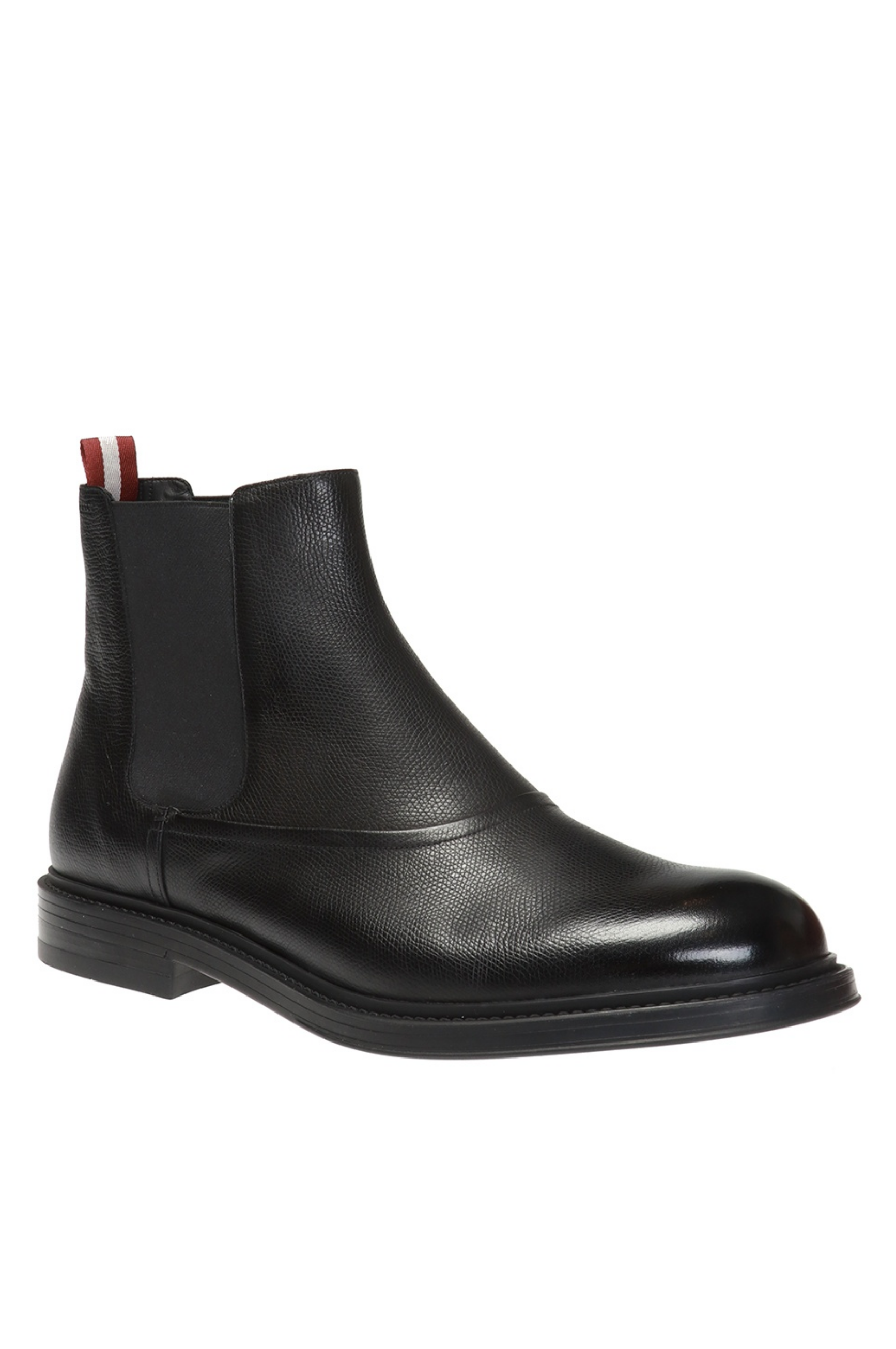 BALLY NIKORA CALF GRAINED BLACK LEATHER ANKLE BOOTS