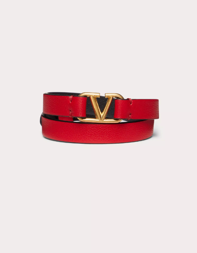Valentino Garavani Vlogo Signature Double Wrap Bracelet / Black/Red