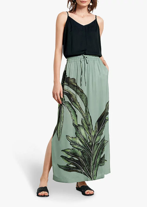 Hush Aster Maxi Skirt, Palm Leaf Print