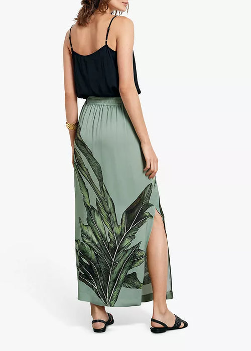Hush Aster Maxi Skirt, Palm Leaf Print