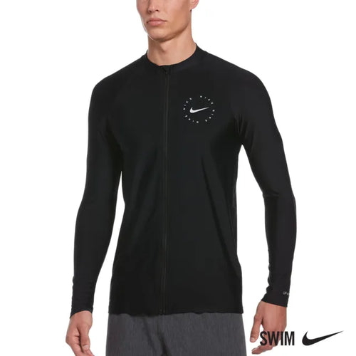 Nike Swim Men's Beach Liquid Logo Long Sleeve Full Zip Up Rash Guard