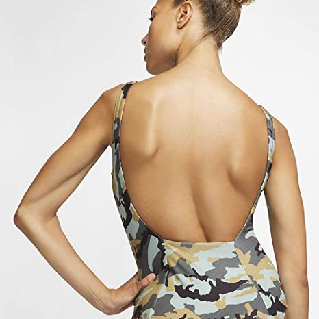 NIKE U-back Women's Camo 1-piece Swimsuit In Olive