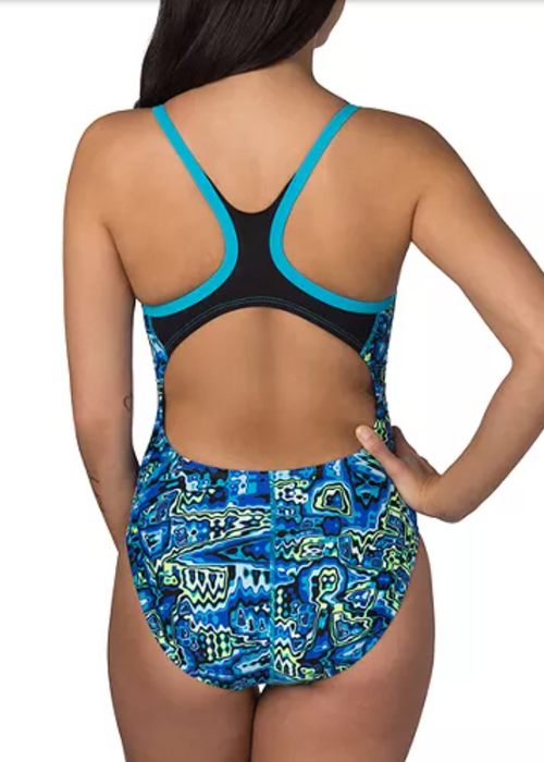 Nike Women's Psyche Mesh Racerback One Piece Swimsuit - Blue