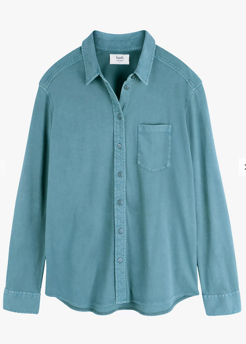 hush Washed Jersey Shirt- Turquoise