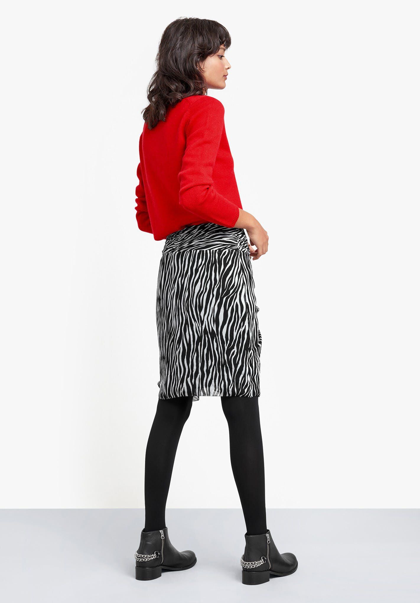 HUSH Meg Ruched Skirt Zebra Black/ White