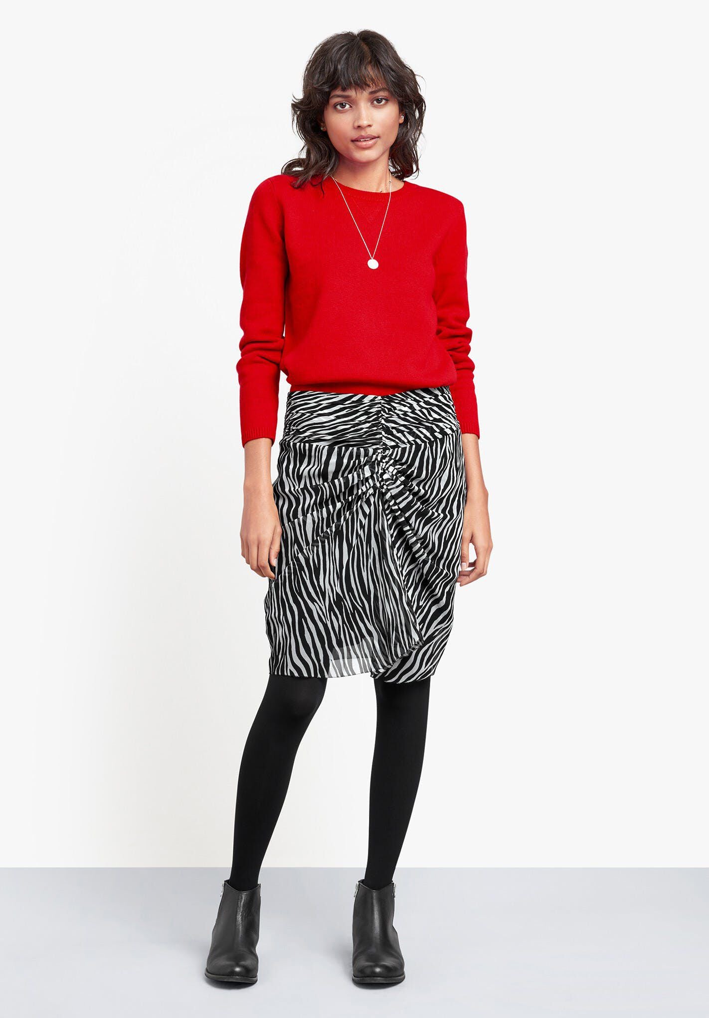 HUSH Meg Ruched Skirt Zebra Black/ White