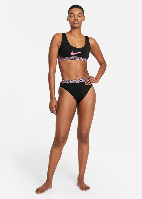 Nike Wild Women's U Neck Swimsuit Top and High waist Bottom set - Black