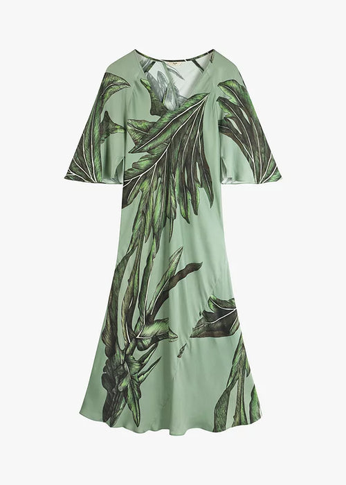 Hush Aster Dress, Palm Leaf Print