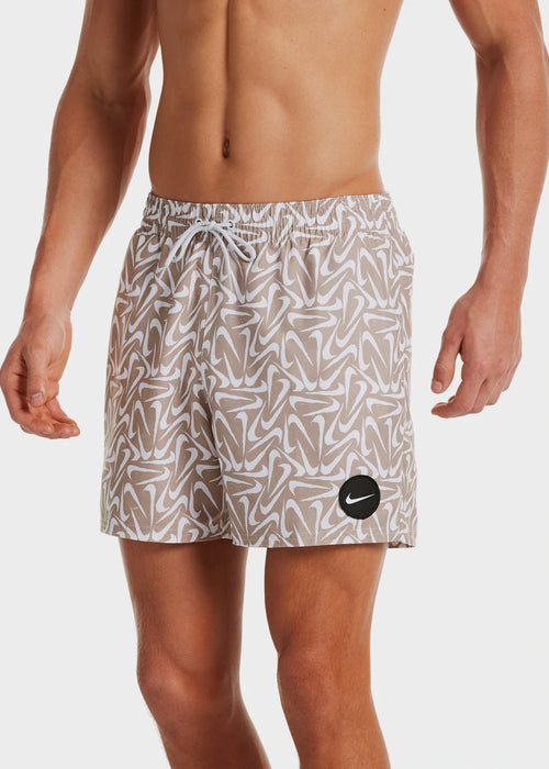 NIKE DRI-FIT SWIMSUIT SHORT WITH A MULTI-LOGO PRINT